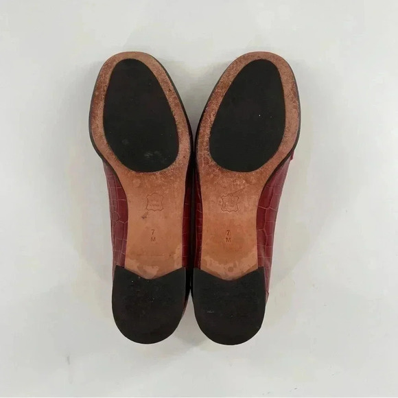 Talbots womens flats size 7 red tortoise embossed leather penny loafers 80s 90s - Picture 7 of 10